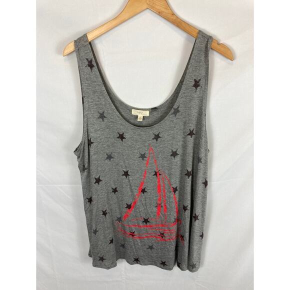 Cupio Sailboat and stars Grey Tank Size XL - Picture 1 of 6